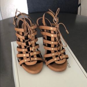 BCBG Maxazaria open toed strappy heels